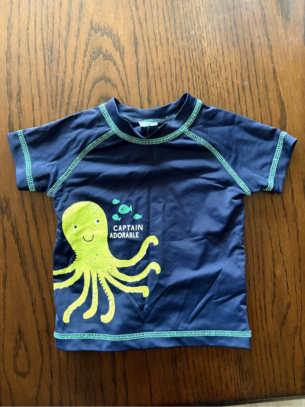 Carter's Navy Swim Rashguard with Lime Octopus